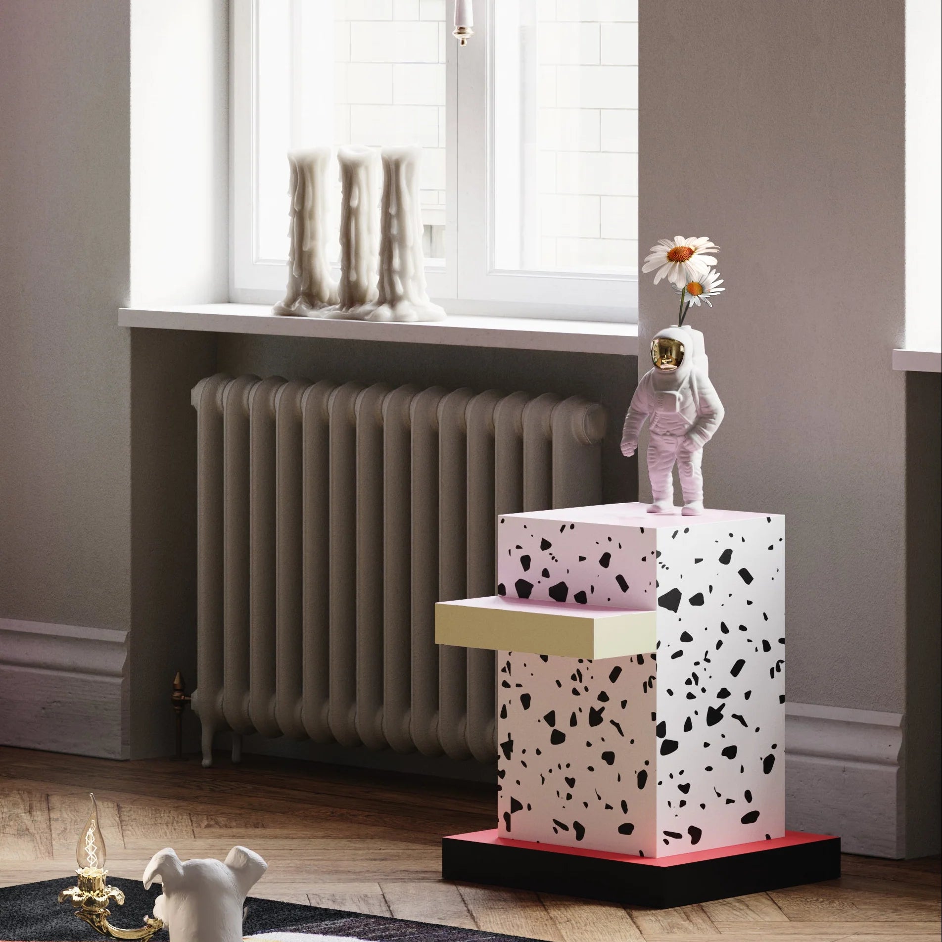 SUPERSIDE TABLE RED GRID