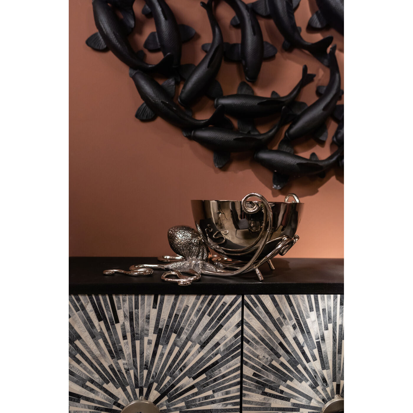 Wine Cooler Octopus Aluminum Nickel-plated 45cm