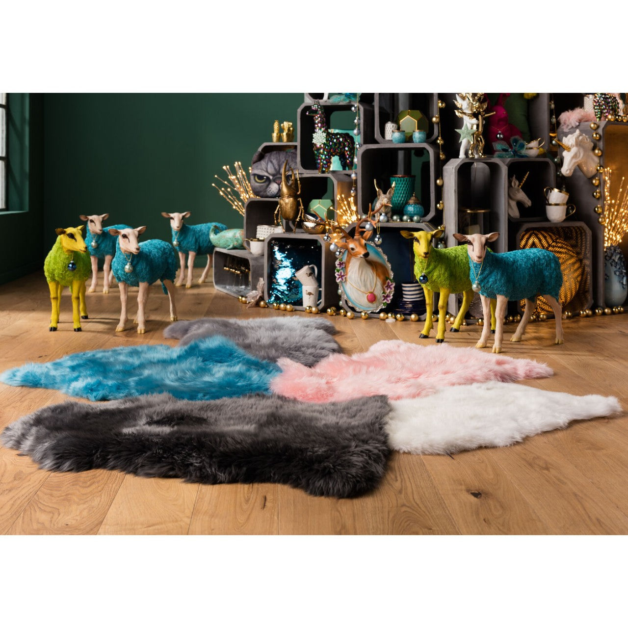 Deco Figurine Sheep Green 60 cm